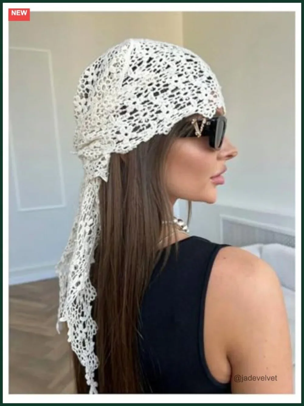 Crochet Knit Head Scarf Bandana Boho Hair Wrap for Women Summer